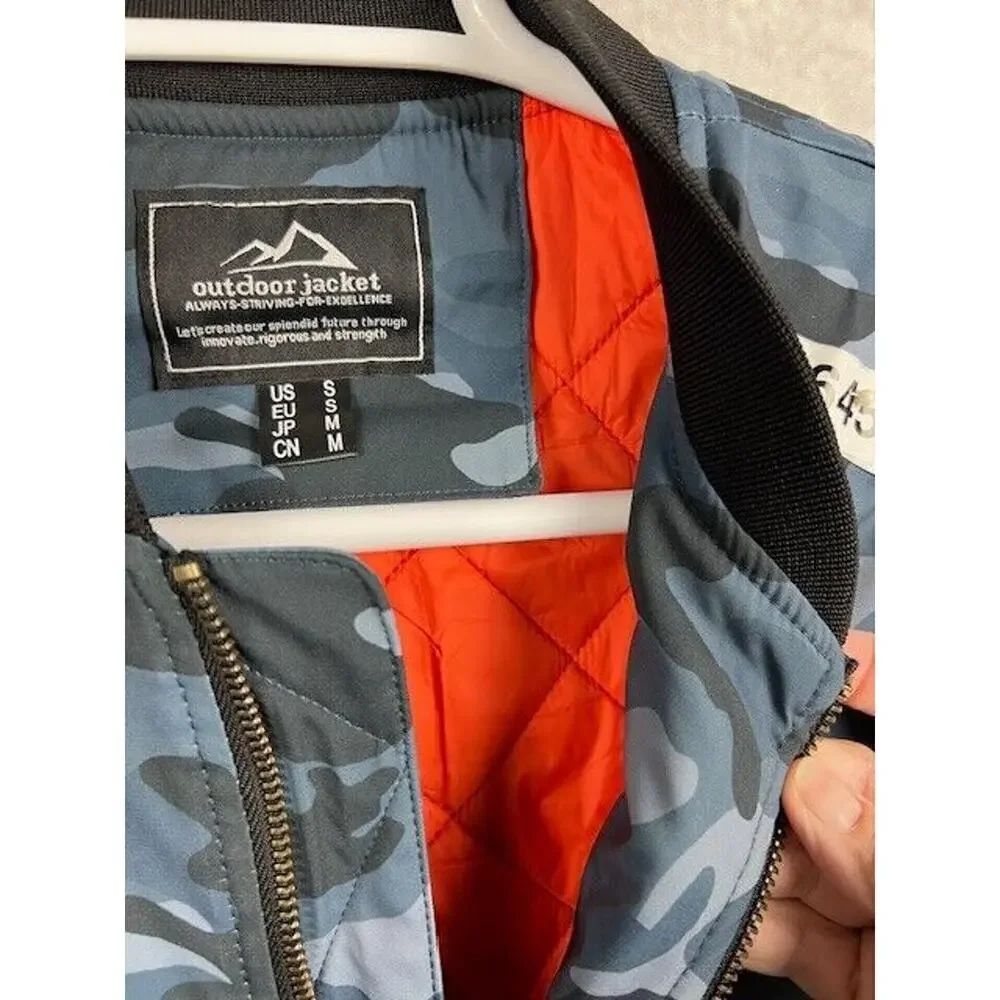 Mens Casual Windproof Bomber Jacket Full Zip Windbreaker Warm Winter Padded Coat
